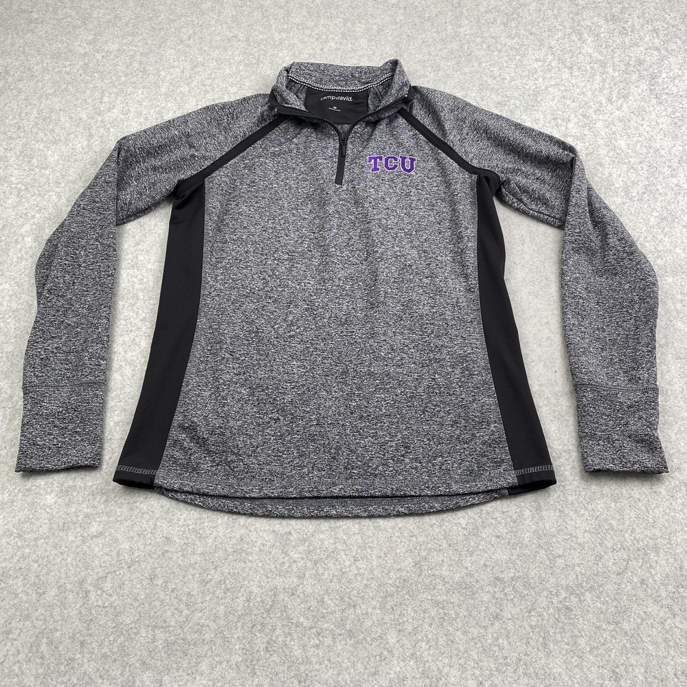 TCU Horned Frogs Shirt Womens Medium Gray NCAA Football Camp David 1/4 Zip